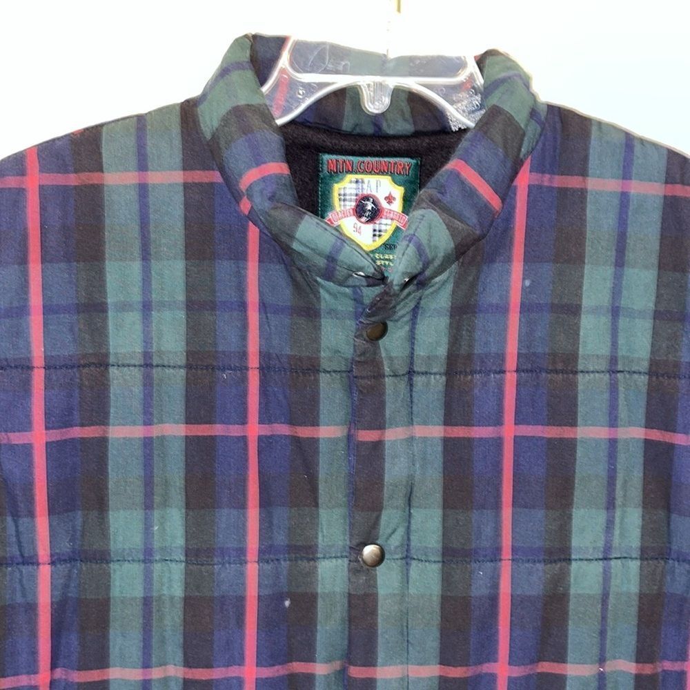 Vintage Gap MNT Country Plaid Tartan Puffer Puffy Fleece Lined Men’s Vest Jacket